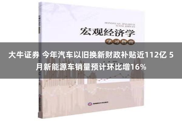 大牛证券 今年汽车以旧换新财政补贴近112亿 5月新能源车销量预计环比增16%