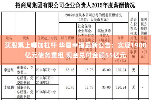 买股票上哪加杠杆 华夏幸福最新公告：实现1900亿元债务重组 现金兑付金额55亿元